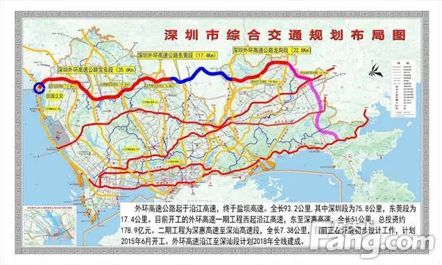 深圳外环高速是深圳"七横十三纵"高快速路网中的重要一"横",其与沿江