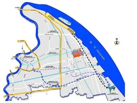 金桥板块位于浦东中东部地区,北到巨峰路与高行镇,高桥镇相接,南至龙